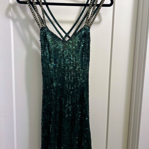 Vintage Niteline by Della Roufogali Emerald Sequin Dress – Size 6 - Picture 4 of 4